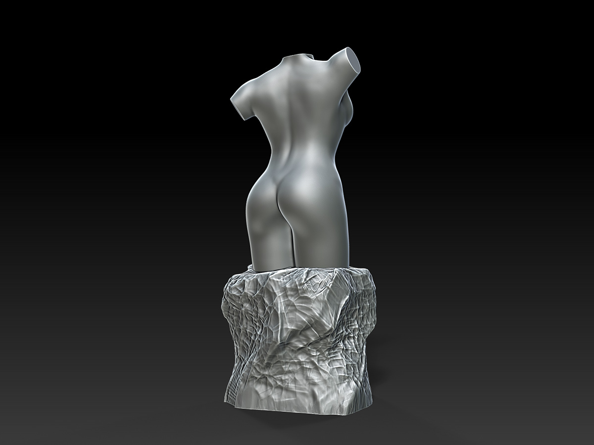 Naked Female Torso Sculpture. Beautiful Women's Figurine. Unique Author's Work.